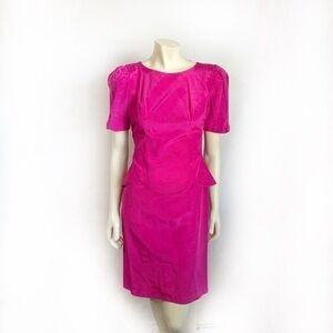 Vintage 1960s hot pink cocktail dress 60s faux two-piece Dress